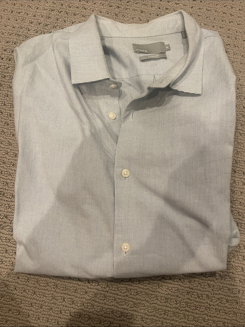 Vince Men's Light Blue Micro-Striped Button-Down Shirt